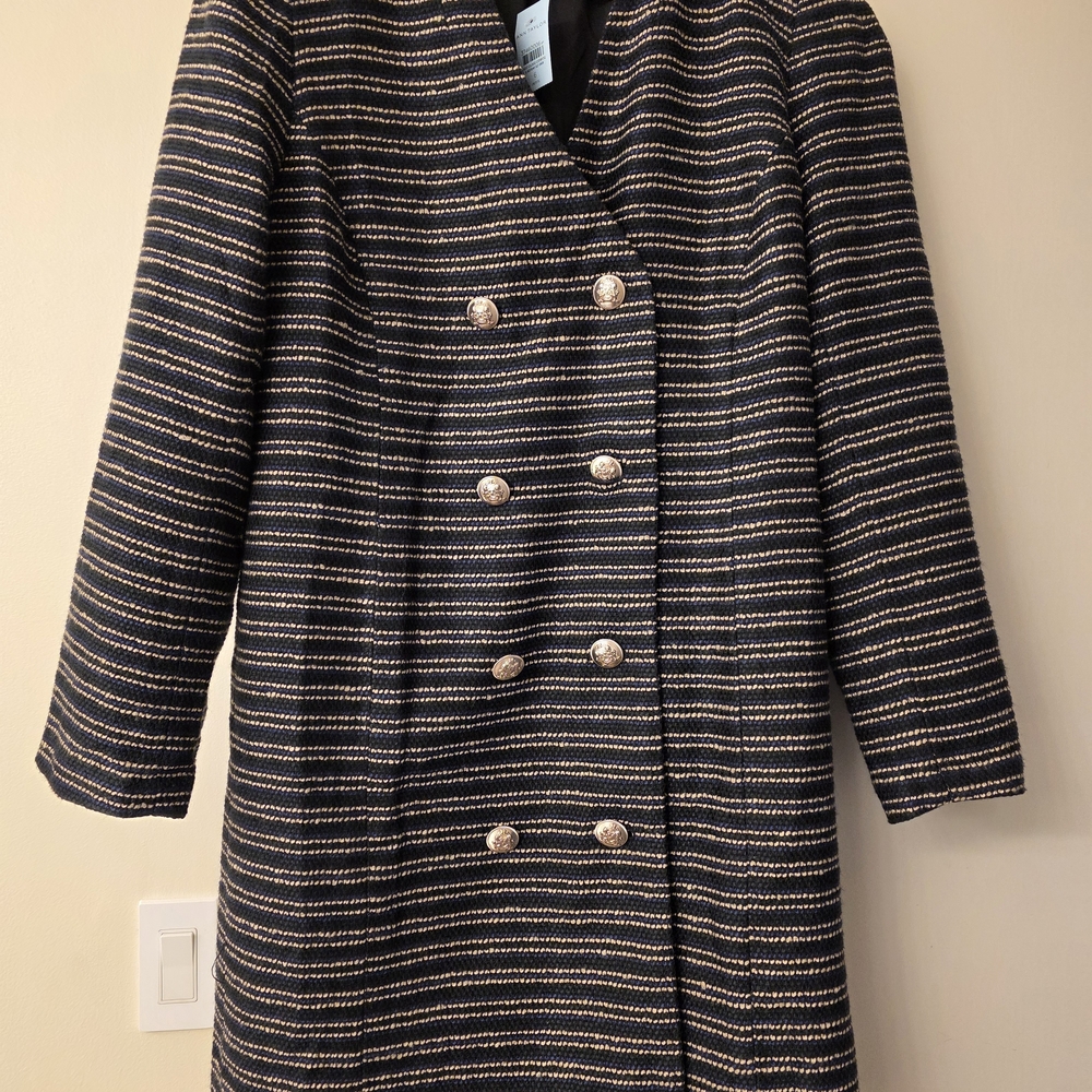 Elegant Black and Gold Striped Women's Coat